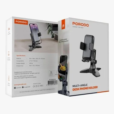 Phone Holder Desk Multi-Angle Porodo - Black